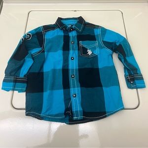 U.S. POLO ASSN. Boys Blue Plaid Button Up Shirt size 18 months worn 2 times